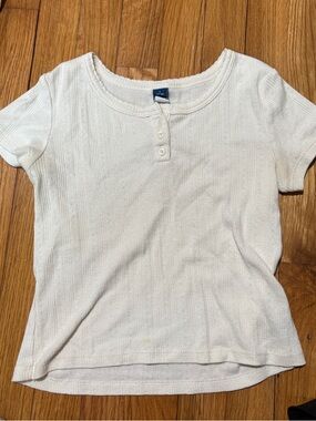 Old Navy White Short-Sleeve Henley Tee